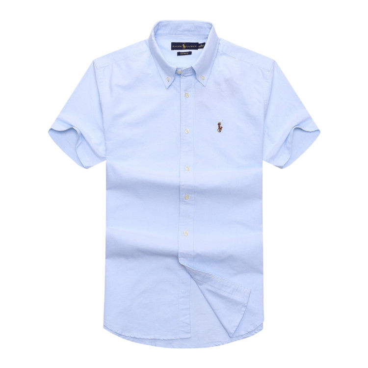 Polo Ralph Lauren Men Short Sleeve Oxford Shirt sky Blue Plain