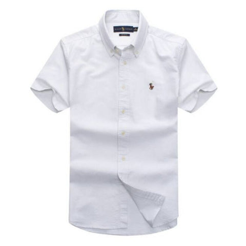 Male Short Sleeve Oxford Shirt White Plain