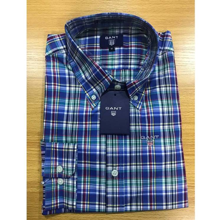 GANT Check Long Sleeve Male Shirt Blue.