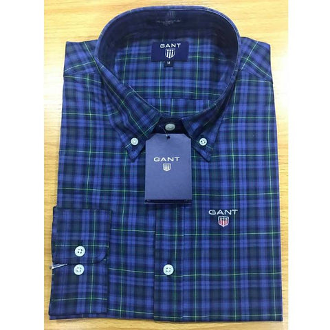 Long Sleeve Male GANT Check Long Sleeve Male Shirt Blue