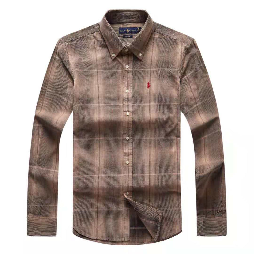 Ralph Lauren Brown Small Pony codral fabric check Classic Fit Plaid Twill Shirt