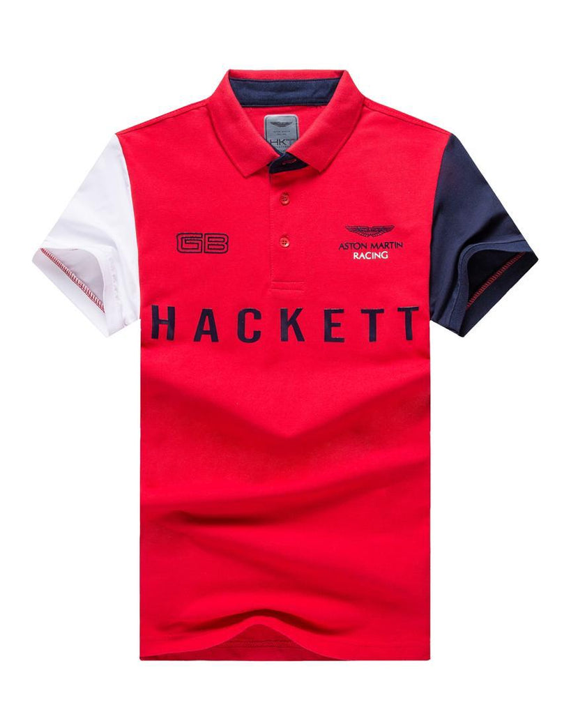 Men’s Aston Martin Polo T-Shirt- Red ,White and Navy Blue