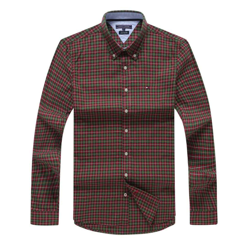 Tommy Hilfiger Red and Green Long sleeve shirt