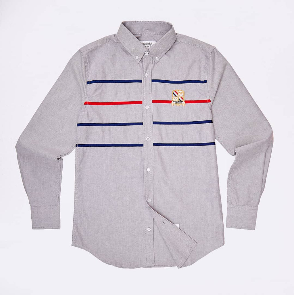 New York Thom Browne Front Stripes Badge Shirt