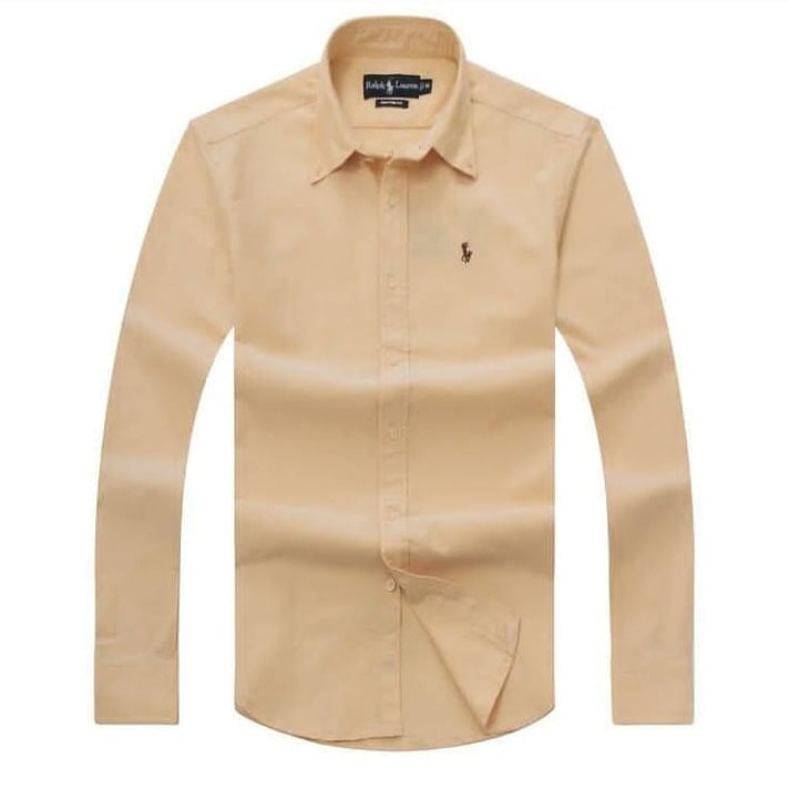 Ralph Lauren Long Sleeve Yellow Oxford Small Pony Plain Shirt