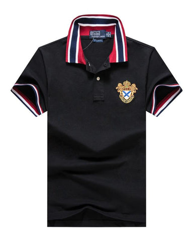 Male Polo Ralph Lauren Black T shirt Stripe Collar