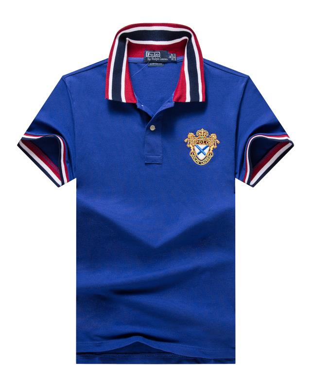 Male Polo Ralph Lauren Royal Blue T shirt Stripe Collar