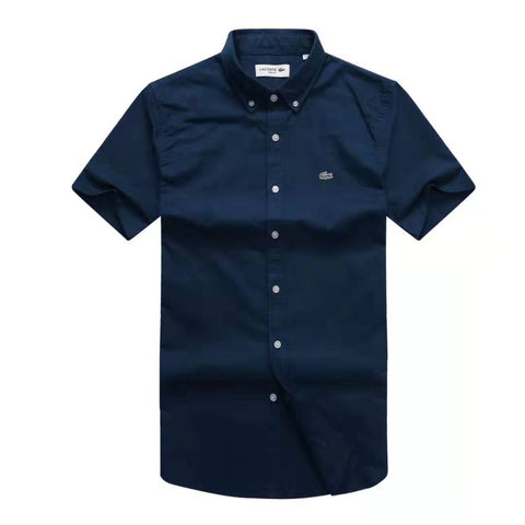 Lacoste Short Sleeve Oxford Shirt Navy Blue