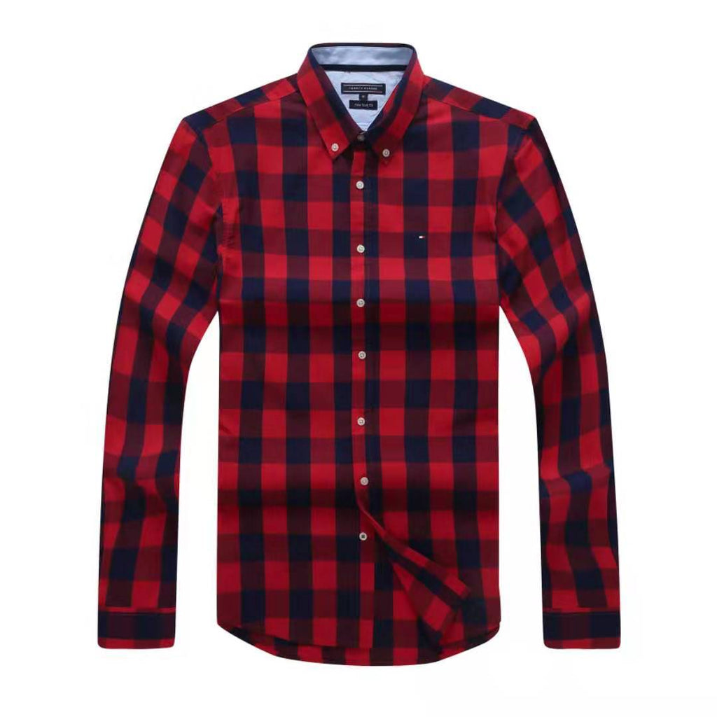 Tommy Hilfiger with an all-over check pattern Long Sleeve Blue/Red Shirt