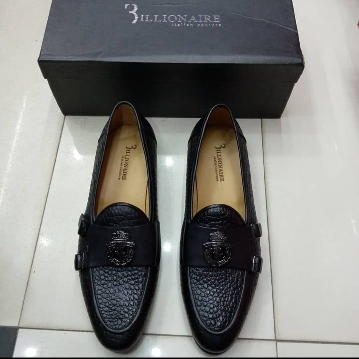Billionaire Black Leather Loafers