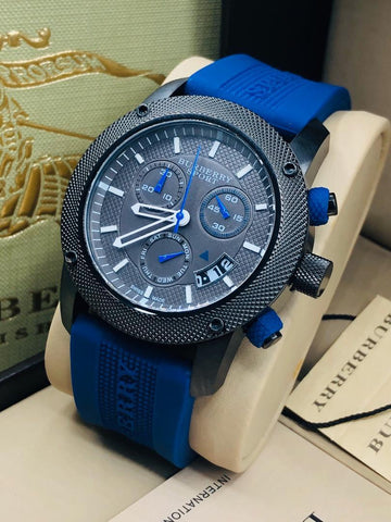 Burberry Men's BU7700 Endurance Blue Chronograph Dial Rubber Strap Watch