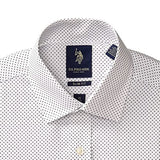 Polo U.S ASSN Maroon Dotted White Long Sleeve Men Corporate Shirt