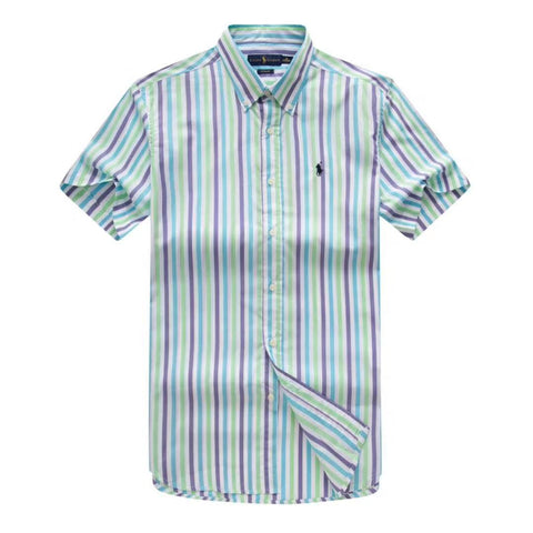 RL Men  Short Sleeve  Oxford Stripe Shirt