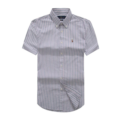 RL Men Short Sleeve Oxford Stripe Shirt