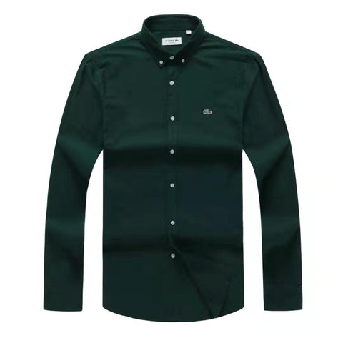 Lacoste Men's  Green Long Sleeve Oxford Shirt