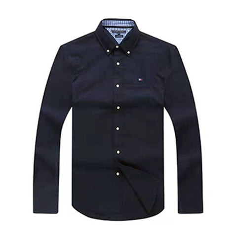 Tommy Hilfiger  Men  Long Sleeve  Oxford  Shirt  Navy Blue