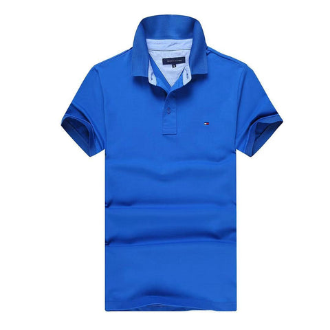 Cotton-piqué polo Tommy Hilfiger Polo Blue Plain shirt with logo undercollar