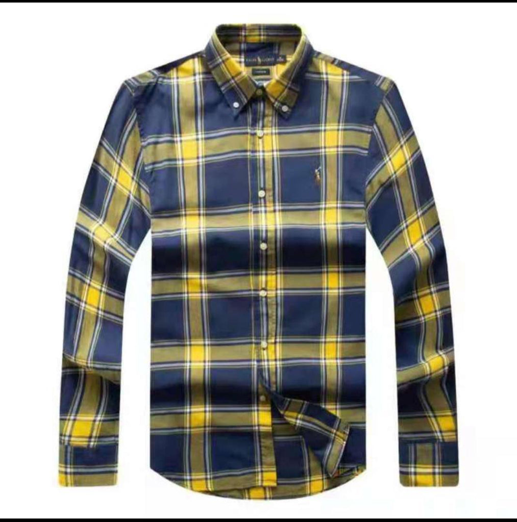 Polo Ralph Lauren Long Sleeve Yellow/Navy Blue Check Shirt