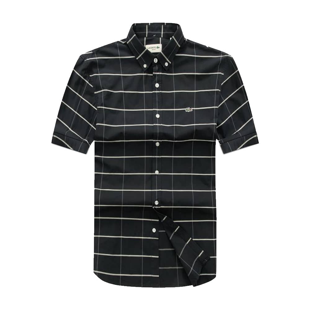 Lacoste Short Sleeve Black Check Men Shirt