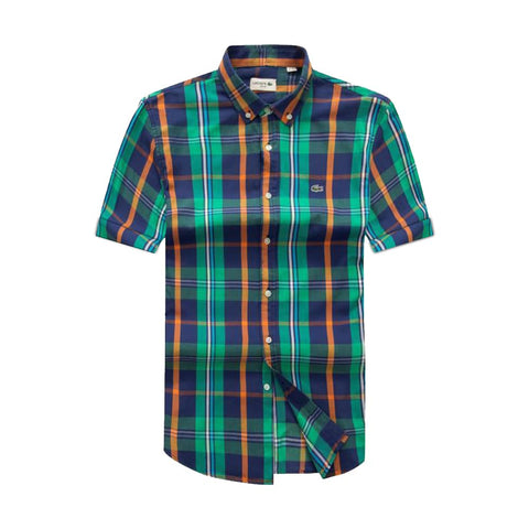 Lacoste Male Green Short Sleeve Check Shirt Plaid