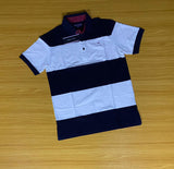 Tommy Hilfiger Men Stripe Polo White And Navy Blue