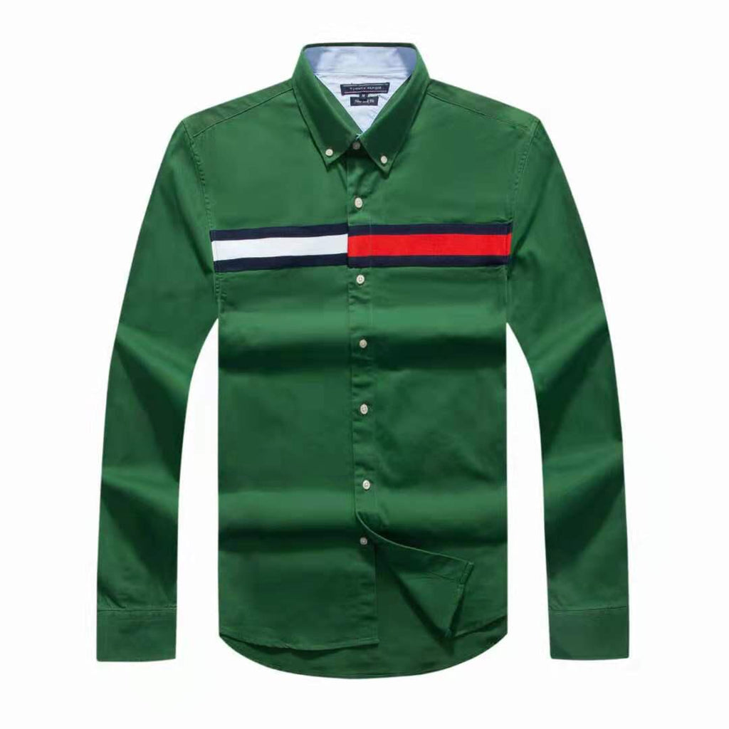 Tommy Hilfiger  Men's Green Long Sleeve Vintage Shirt