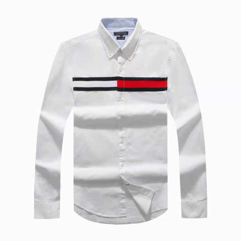 Tommy Hilfiger Men's White Long Sleeve Vintage Shirt