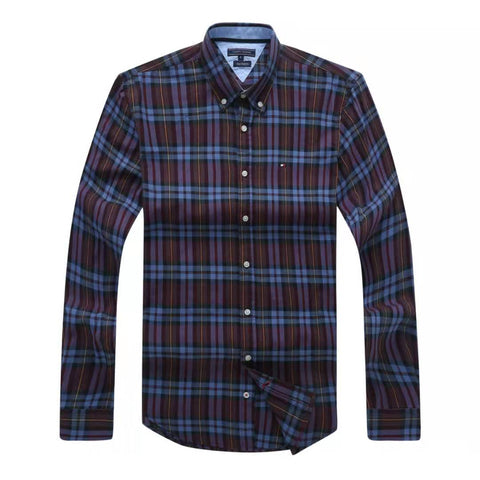 Tommy Hilfiger Urban Check Purple Men Long Sleeve Shirt