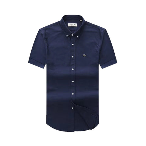 Lacoste Men's Deep Blue  Short Sleeve Oxford Shirt