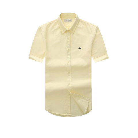 Lacoste Men's Yellow Short Sleeve Oxford Shirt