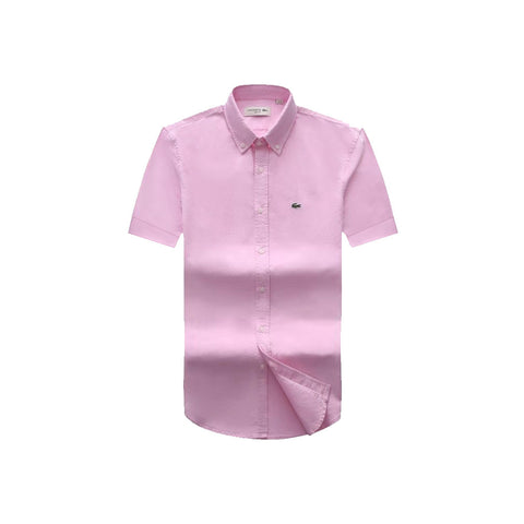 Lacoste Men's Pink Short Sleeve Oxford Shirt