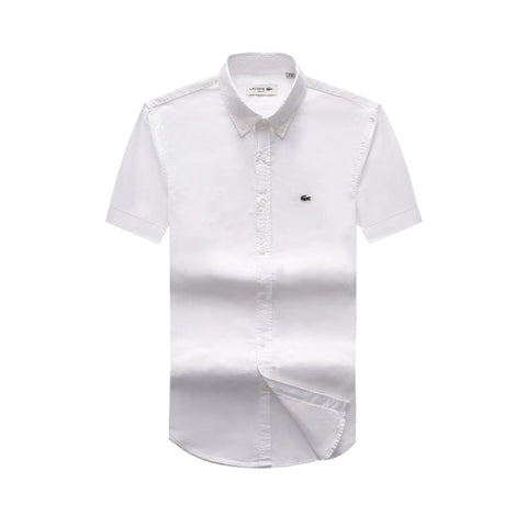 Lacoste Men's White  Short Sleeve Oxford Shirt