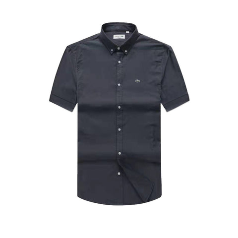 Lacoste Men's Grey Short Sleeve Oxford Shirt