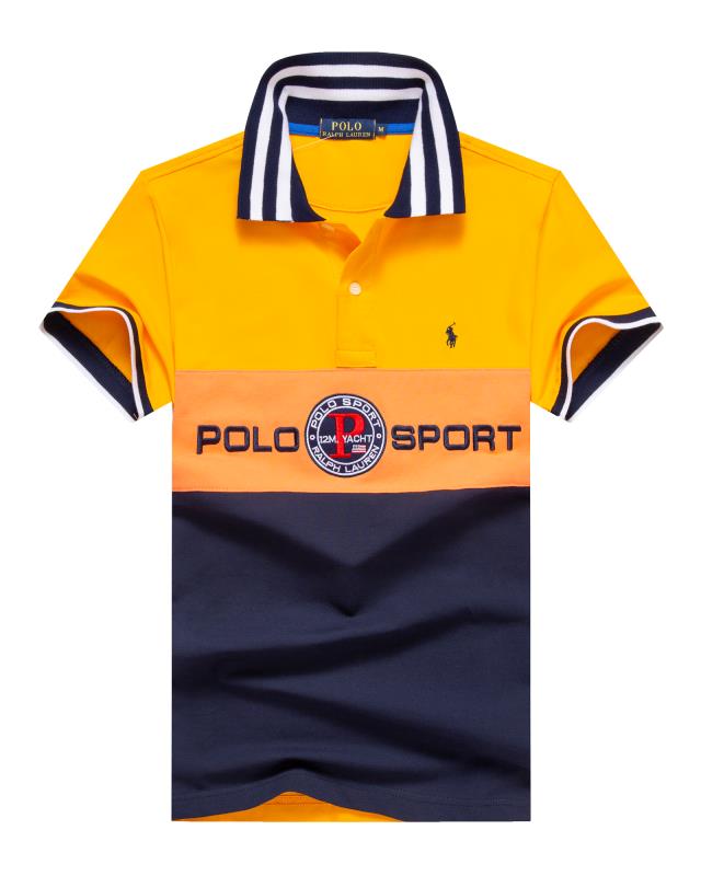 RL Yellow/Blue Multi Small Pony Short Sleeve Men Polo