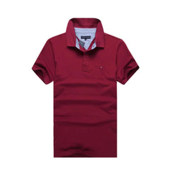 Cotton-piqué polo Tommy Hilfiger Polo Maroon Plain shirt with logo undercollar