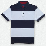 Tommy Hilfiger Men Stripe Polo White And Navy Blue