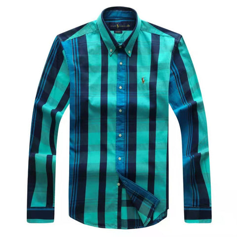 Polo RL Long Sleeve Lemon Green/Blue Check Men shirt