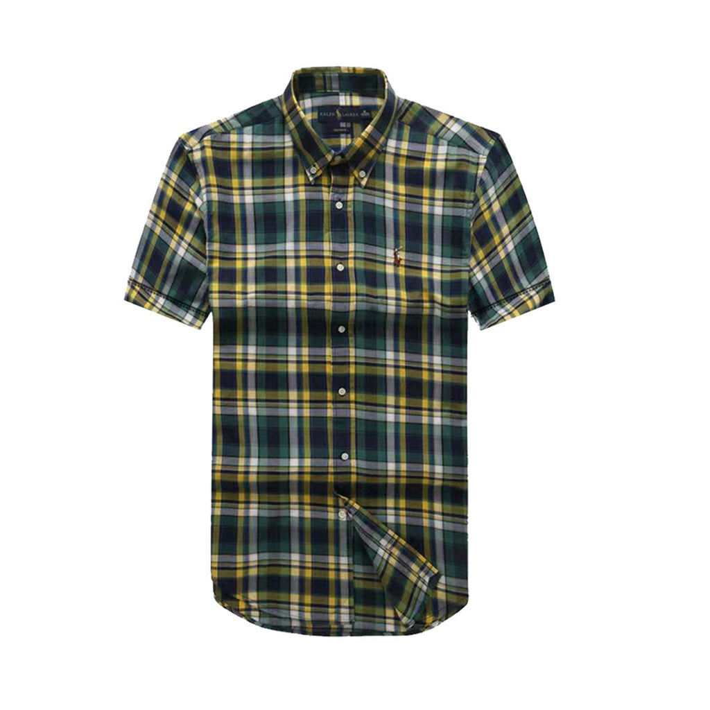 Polo RL Short Sleeve Green/Yellow Check Men shirt