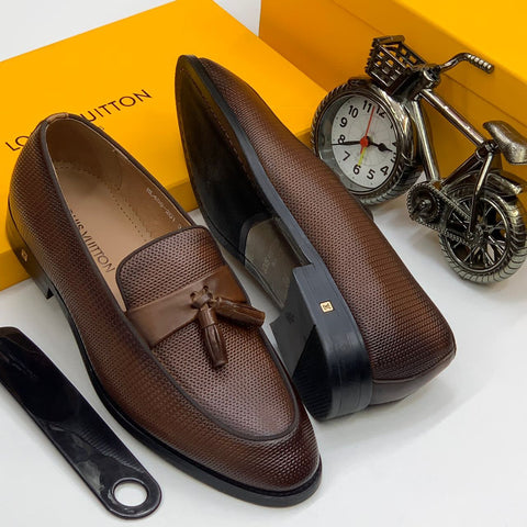 Louis  Vuitton Tassel Brown Leather Men Shoes