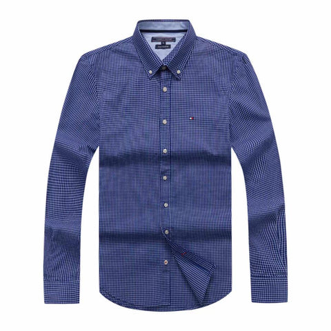 Tommy Hilfiger long Sleeve  with an all-over check pattern blue Shirt