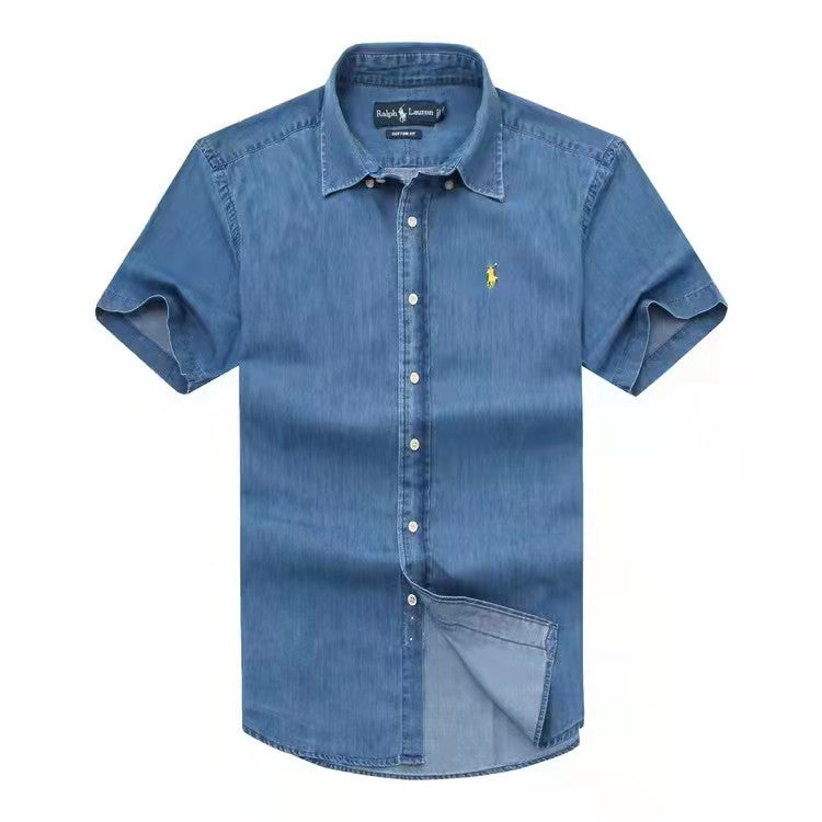 Polo Ralph Lauren Denim Blue Men Short Sleeve Small Pony Shirt