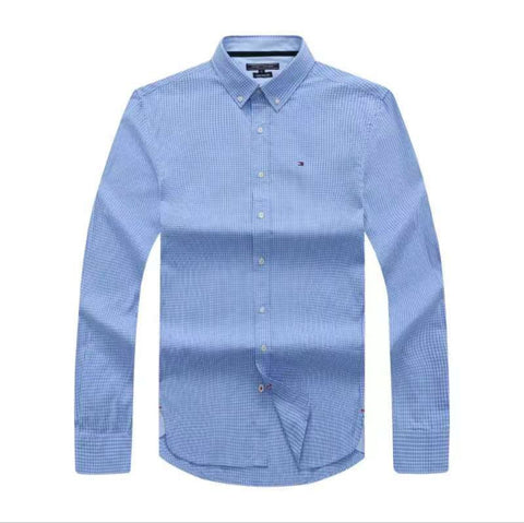 Tommy Hilfiger Long Sleeve with an all-over check pattern sky blue Shirt