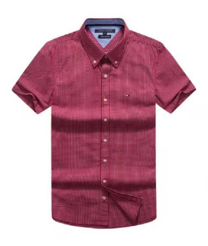 Tommy Hilfiger Short Sleeve with an all-over check pattern Red Shirt