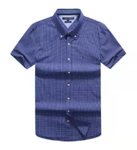 Tommy Hilfiger Short Sleeve with an all-over check pattern Blue Shirt