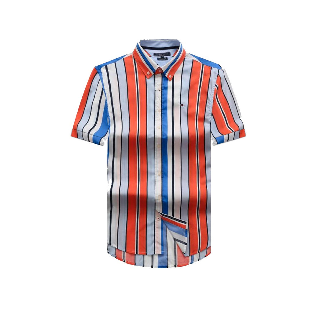 Tommy Hilfiger Red/blue Short Sleeve Men  Stripe Shirt