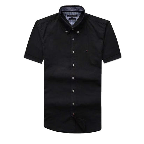 Tommy Hilfiger Men Short Sleeve Oxford Shirt Black