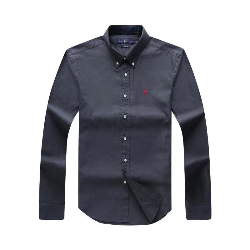 Polo Ralph Lauren Custom Fit Plain Grey Long Sleeve Oxford Shirt