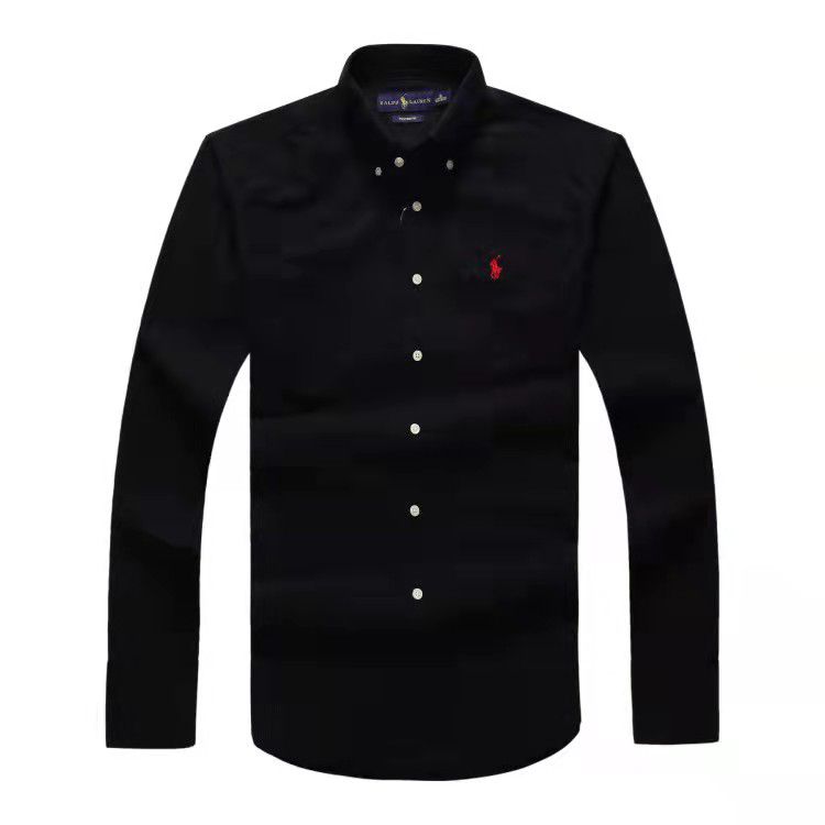 Polo Ralph Lauren Custom Fit Plain Black Long Sleeve Oxford Shirt