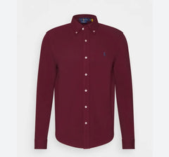 Polo Ralph Lauren Custom Fit Plain Maroon Long Sleeve Oxford Shirt