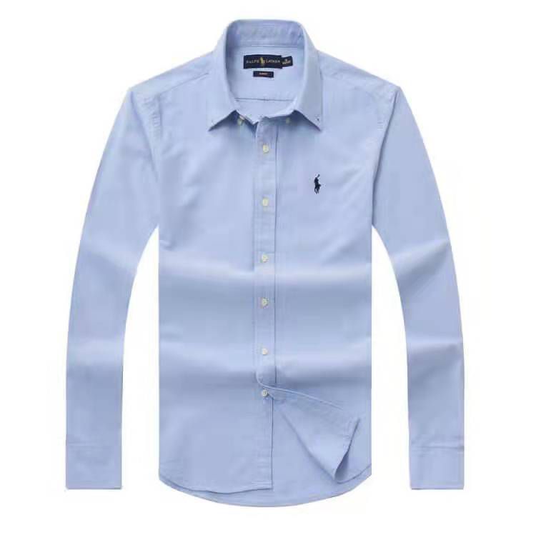 Polo R.L Custom Fit Plain Sky Blue Long Sleeve Oxford Shirt